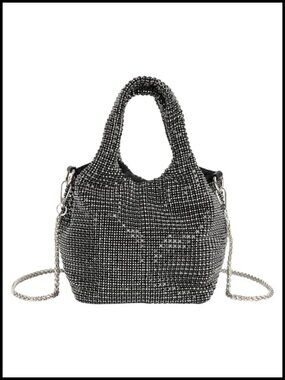 Rhinestone Bucket Handbag Sparkly Evening Crossbody Purse
